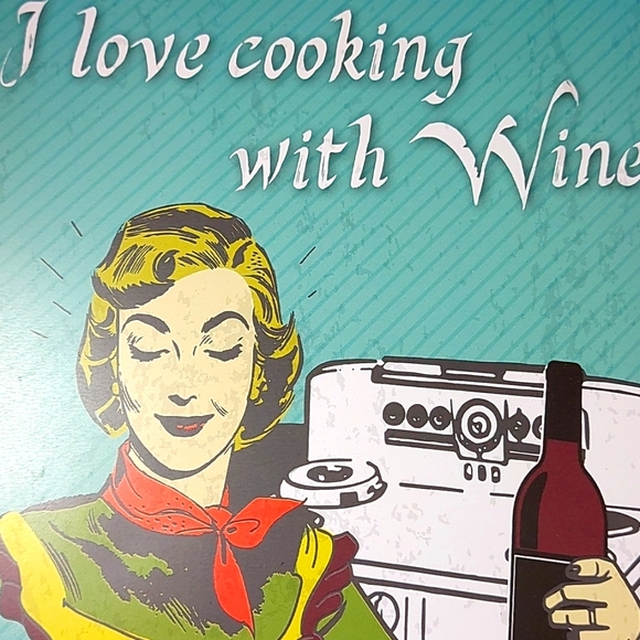 5 for $25- Retro 1950's Style 'I Love Cooking with Wine' Tin Sign - Picture 8 of 8